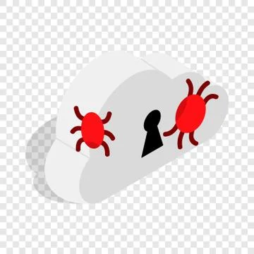 Cloud with keyhole and computer virus isometric 스톡 일러스트