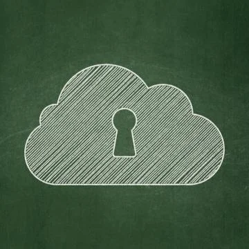 Cloud With Keyhole on chalkboard Stock Illustration