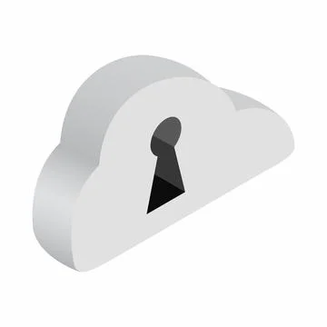 Cloud with keyhole isometric 3d icon 스톡 일러스트