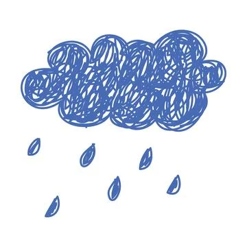 Cloud as Kids Doodle Simple Hand Drawn Element Vector Illustration Illustrazione stock