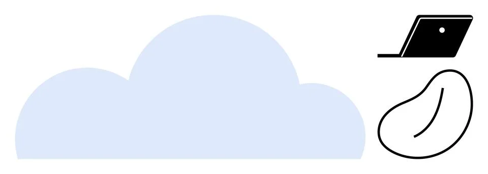 Cloud, Laptop, and Bean Shape Technology, Storage, and Abstract Concepts 스톡 일러스트