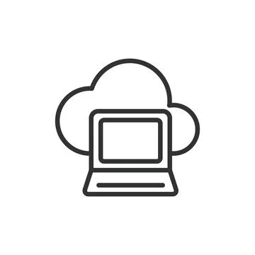 Cloud laptop, icon in line design. Cloud, laptop, computing, device, storage Stock Illustration