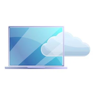 Cloud laptop remote access icon, cartoon style Stock Illustration