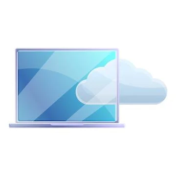 Cloud laptop remote access icon, cartoon style Stock Illustration