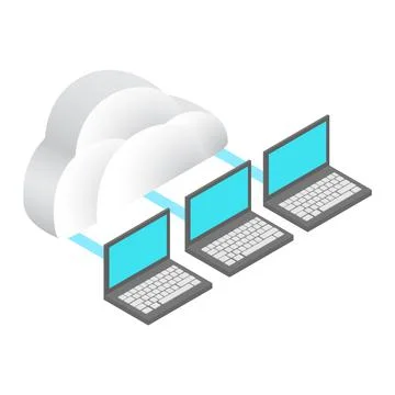 Cloud for laptops social networks Illustrazione stock