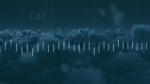 Cloud layer filling initiating bars pulsing line graph tracing waveform labels Stock Footage 314709246