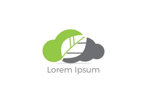 Cloud leaf vector logo design. Green business cloud icon. Stock Illustration