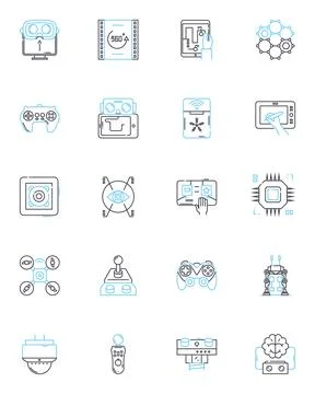 Cloud learning linear icons set. Virtual, Flexible, Remote, E-learning, Online Illustrazione stock
