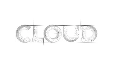 Cloud lettering 3D white geometric inscription. Digital computing online storage イラスト素材