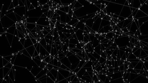 Cloud of letters on a black background.Digital transforming design. Seamless Stock Footage 97782540