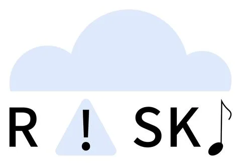 Cloud with letters RSK highlighting exclamation mark and musical note with .. Stock Illustration