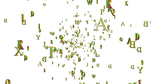A cloud of letters. White background. design element. seamless loop. Video stock 85558930