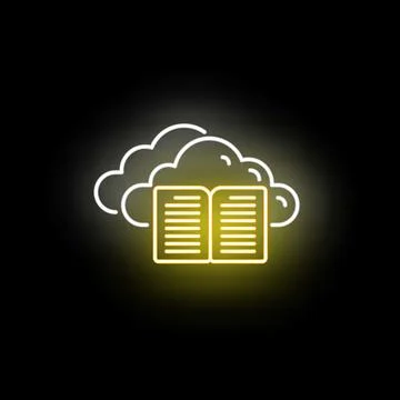 Cloud library digital reading e learning neon icon Illustrazione stock
