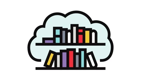 Cloud library education platform color icon animation Stock Footage 326117541