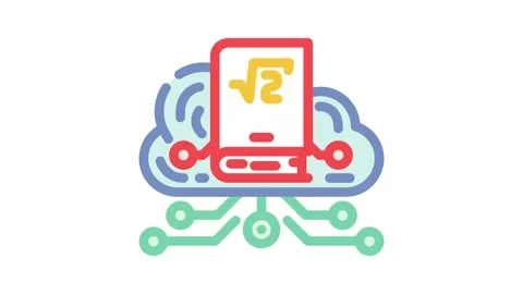 Cloud library education platform color icon animation Stock Footage 327257678