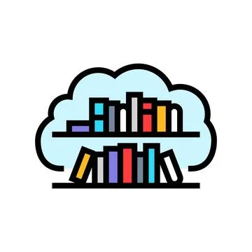 Cloud library education platform color icon vector illustration Stock Illustration