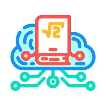Cloud library education platform color icon vector illustration Stock Illustration