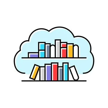 Cloud library education platform color icon vector illustration Stock Illustration