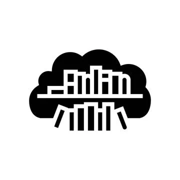 Cloud library education platform glyph icon vector illustration Stock Illustration