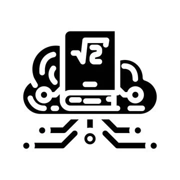 Cloud library education platform glyph icon vector illustration Stock Illustration