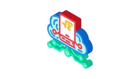 Cloud library education platform isometric icon animation Stock Footage 327277468