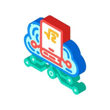 Cloud library education platform isometric icon vector illustration Stock Illustration