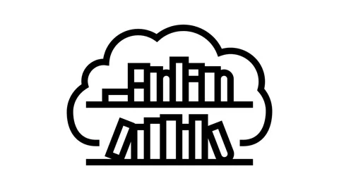 Cloud library education platform line icon animation Stock Footage 326124776