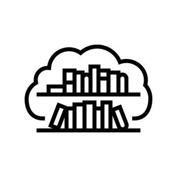 Cloud library education platform line icon vector illustration Stock Illustration