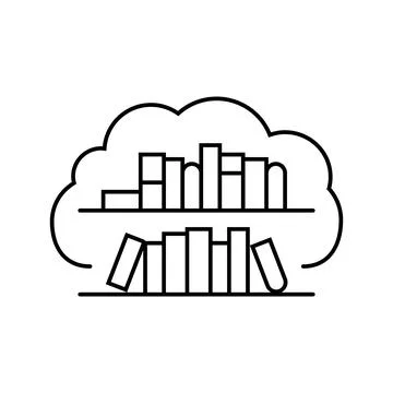 Cloud library education platform line icon vector illustration Stock Illustration