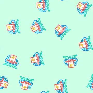 Cloud library education platform vector seamless pattern Illustrazione stock