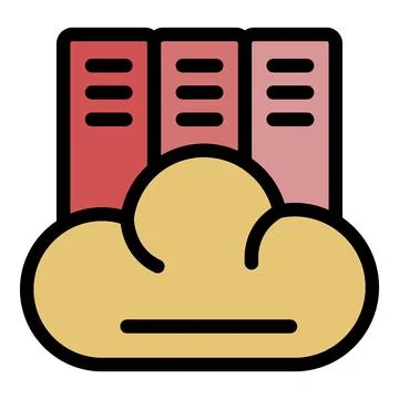 Cloud library icon color outline vector Illustrazione stock