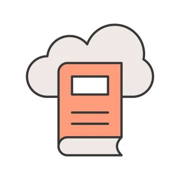 Cloud library icon in filled outline, editable stroke Stock Illustration