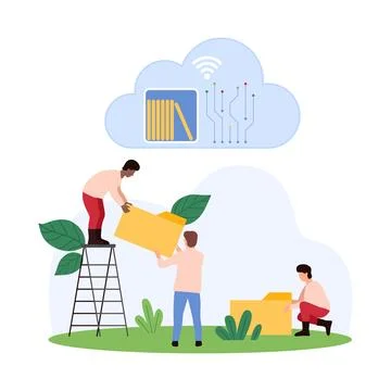 Cloud library service, data upload and management, transfer and sharing by tiny イラスト素材