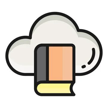 Cloud library vector flat icon, school and education icon. 스톡 일러스트