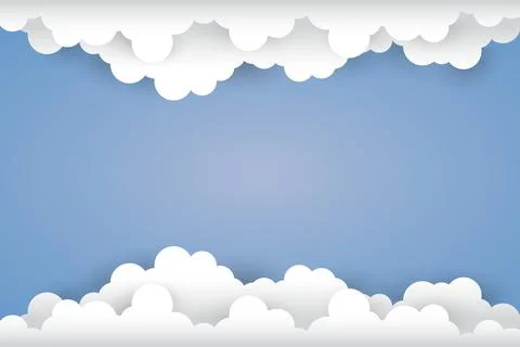 Cloud  on ligh blue background  Paper art Style.vector Illustration Stock Illustration