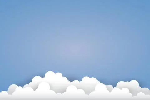 Cloud on light blue background  Paper art Style.vector design Element  Illust Stock Illustration