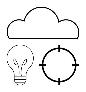 Cloud with Light Bulb and Target, Representing Innovation, Ideas, and Goals Stockillustratie