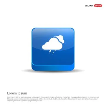 Cloud lightening Icon - 3d Blue Button Stock Illustration