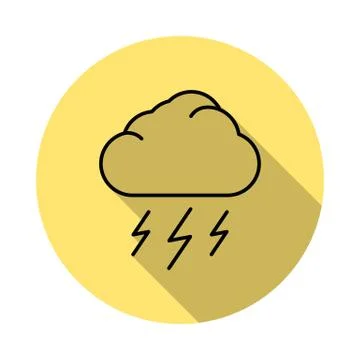 Cloud, lighting outline icon in long shadow style Stock Illustration