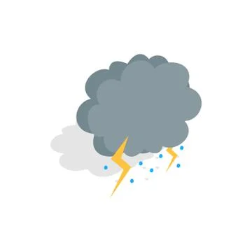 Cloud, lightning and hail icon, isometric 3d style Stock Illustration