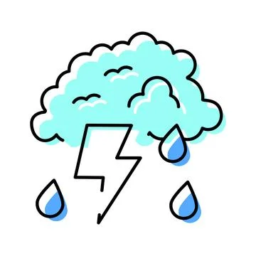 Cloud with lightning and rain icon weather symbol concept Stock Illustration