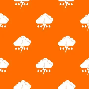 Cloud with lightning and rain pattern seamless Stock Illustration