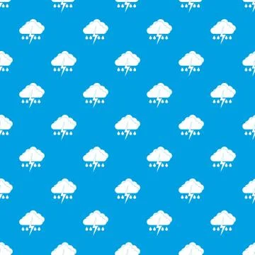 Cloud with lightning and rain pattern seamless blue Illustrazione stock