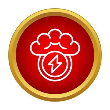Cloud with lightning bolt icon representing an idea lightbulb Stock Illustration