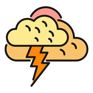 Cloud with lightning bolt weather icon illustration Stock Illustration