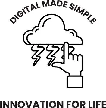 A cloud with lightning bolts and a hand pointing to it Stock Illustration