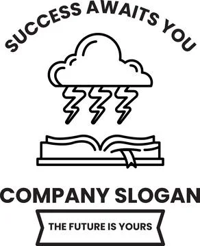 A cloud with lightning bolts is on a book Stock Illustration