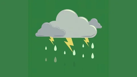 A cloud with lightning coming out of it and green screen animated chromakey Видео 335701239