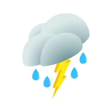 Cloud with lightning icon, isometric 3d style Stock Illustration