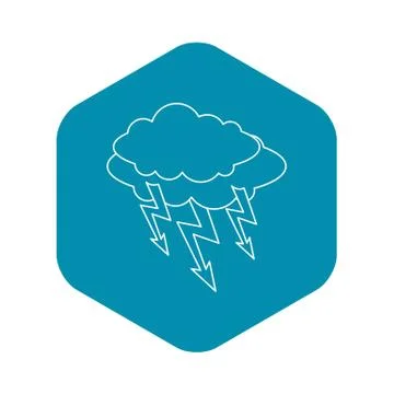 Cloud lightning icon, outline style 스톡 일러스트